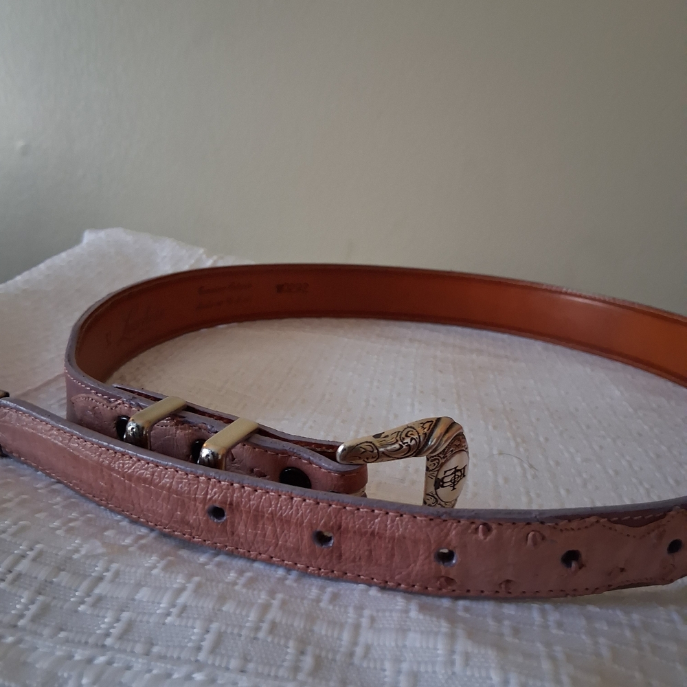Lucchese Pink Leather Belt with Gold Buckle
